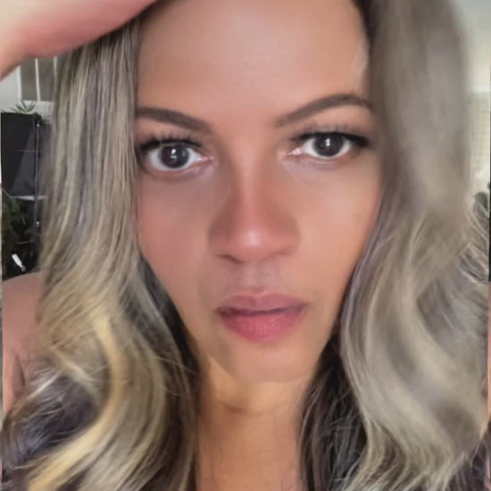 Soleil glueless blonde highlight raw hair wig with 5x5 HD closure — 200% density, natural straight with soft curls — by Glamboda
